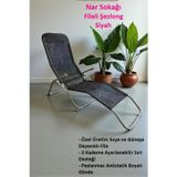 Nar Sokağı Katlanabilir Fileli Şezlong Plaj, Bahçe ve Balkon Sandalyesi Siyah
