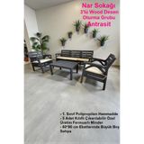 nar sokağı Wood Desen Oturma Grubu 5 Kişilik Bahçe ve Balkon Seti