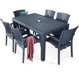 Nar Sokağı Zeugma Antrasit 90X150 cm Camsız Rattan Bahçe Balkon Masa Takımı