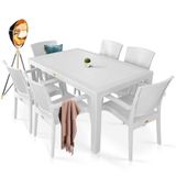 Nar Sokağı Zeugma Beyaz 90X150 cm Camsız Rattan Bahçe Balkon Masa Takımı