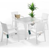 Nar Sokağı Zeugma Beyaz 90X90 cm Camlı Rattan Bahçe Balkon Masa Takımı
