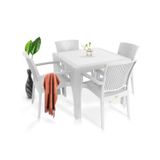 Nar Sokağı Zeugma Beyaz 90X90 cm Camsız Rattan Bahçe Balkon Masa Takımı