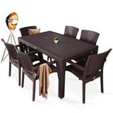 Nar Sokağı Zeugma Kahve 90x150 Cm Camsız Rattan Bahçe Balkon Masa Takımı