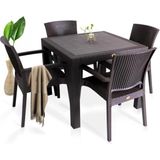 Nar Sokağı Zeugma Kahve 90X90 cm Camsız Rattan Bahçe Balkon Masa Takımı - Kahverengi