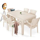 Nar Sokağı Zeugma Kapiçino 90X150 cm Camsız Rattan Bahçe Balkon Masa Takımı - Krem