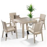 nar sokağı Zeugma Kapiçino 90x90 Cm Camlı Rattan Bahçe Balkon Masa Takımı