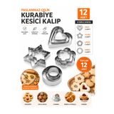 NAR ZÜCCACİYE 12 Adet Paslanmaz Çelik Kurabiye Kalıbı Kalp,Yıldız,Çiçek,Yuvarlak Kek,Bisküvi Kurabiye Kalıbı