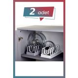 NAR ZÜCCACİYE 2 Adet Tencere Kapak Düzenleyici 6 Bölmeli Tencere Kapağı Organizeri