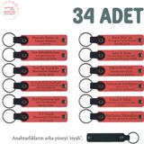 Narçiçeği & Siyah, Hoş Geldin Bebek İçin Mesajlı Anahtarlık 34’lü Set, Tüm Konuklarınıza Özel Hediye