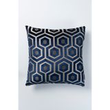 nareen home Lacivert Geometrik Kadife Velvet Çift Taraflı Kırlent Kılıfı