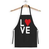 NargileShop-Siyah Love Desenli Leke Tutmaz Kumaş Mutfak Önlüğü Model 10 SelahattinKılıç-MO1033
