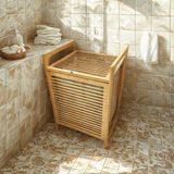 Nargo Ahşap Bambu Kirli Çamaşır Sepet Kumaş Çantalı SEPET=40X35X60CM