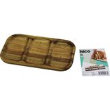 Nargo Akasya Dikdörtgen 3 Bölmeli=2+1 Ahşap Servis Sunum Tepsi - Tahtası 25 x 14 x 1.4cm - 25 x 13 cm