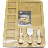 Nargo Dikdörtgen 6+1 Bölmeli Mdf Kahvaltı Peynir Sunum Panosu 3 Bıçak=ahşap Sap 30X39.5CM - 25 x 39 cm