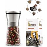 Nargo Hand Grınder Küçük Cam Hazneli - Krom Kaplama Pls.kapaklı Tuz - Baharat Öğütücü İ22-411 - Gümüş