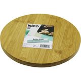 Nargo Yuvarlak=24.5cm Ayaklı= 4cm Düz Yüzey Ahşap Bambu Sunum Tepsisi - Mini Sofra - 24,5 cm