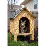 narım Kedi evi kedi yuvası ısı ve su yalıtımlı 40x40x40 cm iç ve dış mekan için uygundur