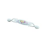 NARİN 128 mm Metal Krem Kasa Beyaz SARI GÜL Desenli / 5 ADET
