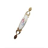 NARİN 96 mm Metal Gold porselen çiçek desenli / 5 ADET