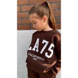 Narin Kids 3 Ip Şardonlu Garson Boy Oversize Jagger Paça Kışlık Kız Çocuk Alt Üst Takım - Kahverengi - 5 - 6 Yaş