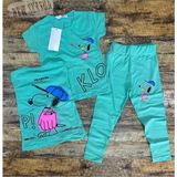 Narin Kids Peanut Detaylı Yazlık Kız Çocuk Taytlı Alt Üst Takım - Mavi - 4 - 5 Yaş