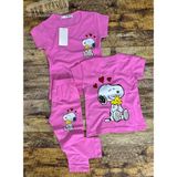 Narin Kids Peanuts Detaylı Yazlık Kız Çocuk Taytlı Alt Üst Takım - Pembe - 5 - 6 Yaş