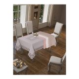 Narin Lüx Dantelli Keten Kumaş Gri Masa Örtüsü Dikdörtgen 160x230 Cm 324