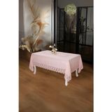 Narin Lüx Dantelli Keten Kumaş Pudra Masa Örtüsü 160x230 Cm 1127