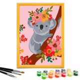Nariolar 4-8 Yaş Çocuklar için Sayılarla Boya, 7X9.5" Önceden Baskılı Karton, 12 Akrilik Boya Saksısı ve 3 Boyama Fırçası, Çocuklar için Oda Dekoru, (Koala)