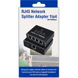 Narita Network Çoğaltıcı Adaptör 1'den 4'e (100/1000MBPS) Gigabit Ethernet Çoklayıcı - RJ45 - Siyah