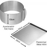 Narkalıp Ayarlanabilir 10 Cm Yuvarlak Kek Pasta Kalıbı Çemberi Ve Metal Altlık
