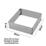 Narkalıp Kare Ayarlanabilir Kek Kalıbı 20cm-40 Derinlik 5cm