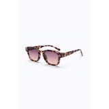 Narkel Pembe Cam Leopar Desenli Retro Kare Kemik Çerçeve Unisex UV400 Vintage Retro Güneş Gözlüğü