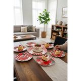 Narlı 7 Parça Porselen Pasta Tabağı Seti | Kek Tatlı Sunum Tabakları 27X20,5