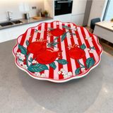Narlı Desenli 27 cm Ayaklı Sunumluk Kek Standı – Dekoratif Porselen Pasta Standı