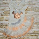 Narnuga Miraylife 1-2-3 Yaş Payetli Mickey Nakışlı Kısa Kollu Brode Etekli 2li Kız Bebek Takımı - 2 Yaş - Pudra