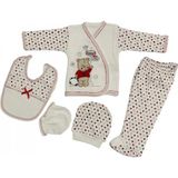Narnuga O Bebe 5li Hastane Çıkışı Yeni Doğan Zıbın Set Çantalı Ayı Kırmızı - Çok Renkli