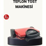 Narnuga Tost Makinesi Geniş Kapasiteli Çıkarılabilir Plaka Üç Kademeli Isı Ayarlı - Kırmızı