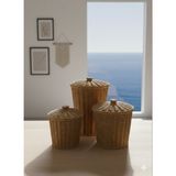 NarOva Home Rattan 3'lü Kapaklı Kova Sepet