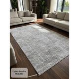 NarStore Home Aksu Saçaklı Stan Gri Kaymaz Tabanlı Kesme Kabartmalı Salon Koridor Mutfak Yıkanabilir Halı - Gri - Gri - 100 x 425 cm