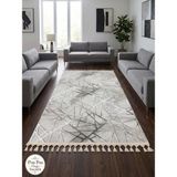 NarStore Home Dinar Mila Taş Gri Pon Pon Örgü Saçaklı Yıkanabilir Kaymaz Yolluk Halı Modern Desen - 1731 Gri - 100 x 860 cm