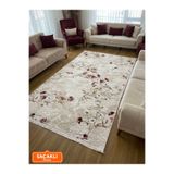 NaRStore Home ELİT SAÇAKLI PEMBE KAHVE ÇİÇEKLİ KABARTMALI KAYMAZ TABAN YIKANABİLİR KESME YOLLUK HALI
