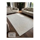 NaRStore Home Rölyef Krem Joy Modern Yumuşak Dokulu Kabartmalı Kaymaz Taban Kesme Halı Yolluk