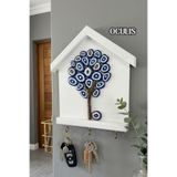Nart Handicraft Nazar Boncuklu Anahtarlık Askısı | El Yapımı Ev Hediyesi | Dekoratif Duvar Dekoru | Ahşap ve Taş Anahtarlık | Oculis