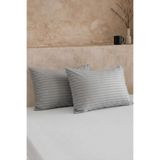 Nart Home 2'li Pamuk Saten Çizgili Yastık Kılıfı Seti - 83 Tel (210 TC) Gri 50x70