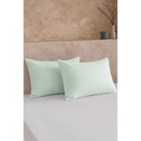 Nart Home 2'li Pamuk Saten Çizgili Yastık Kılıfı Seti - 83 Tel (210 TC) Yeşil 50x70