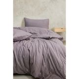 Nart Home Çift Kişilik Pamuk - Saten 210 Tc (83 Tel) Çizgili Nevresim Takımı Mürdüm - 200 x 220 cm