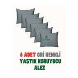 Nart Home Yastık Alezi Seti Pamuklu 6’lı Kapitone Yastık Koruyucu Gri