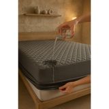 Nart Home Yatak Alezi Pamuklu Kapitone Fitted Full Kenar Sıvı Geçirmez Yatak Koruyucu Gri - 70 x 140 cm