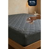 Nart Home Yatak Alezi Pamuklu Kapitone Fitted Full Kenar Sıvı Geçirmez Yatak Koruyucu Gri
